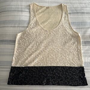 J. Crew Sequin Tank Top in Cream and Black